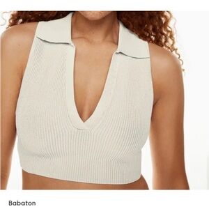 NWT Aritzia Sculpt Knot Polo Top in Matte Pearl